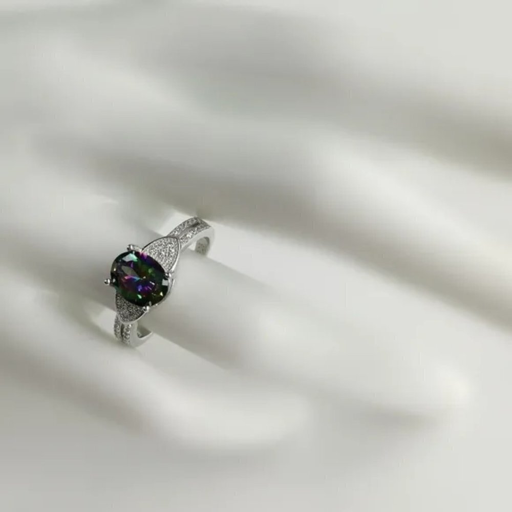 NEW Sterling silver Mystic Topaz cz ring size 8 - Picture 5 of 6